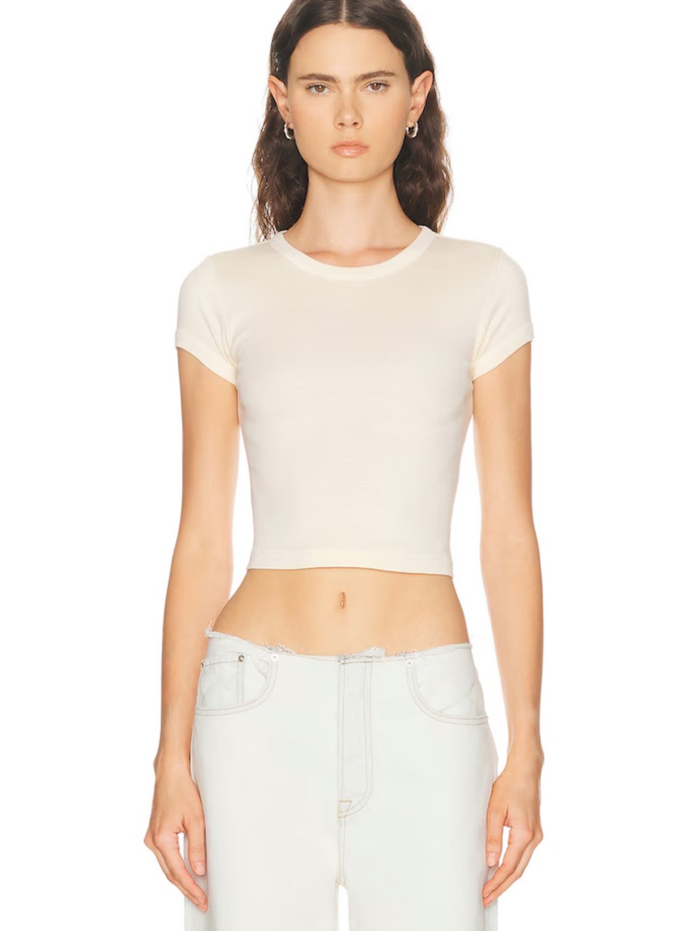 Enza Costa supima cotton baby rib cropped tee